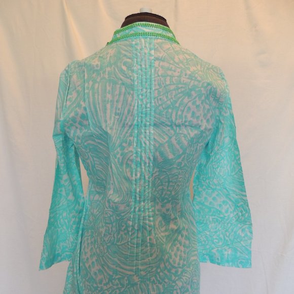 New Lilly Pulitzer Sz S Sarasota Tunic Beaded Neck Pintuck Pleats Cotton - Picture 3 of 4